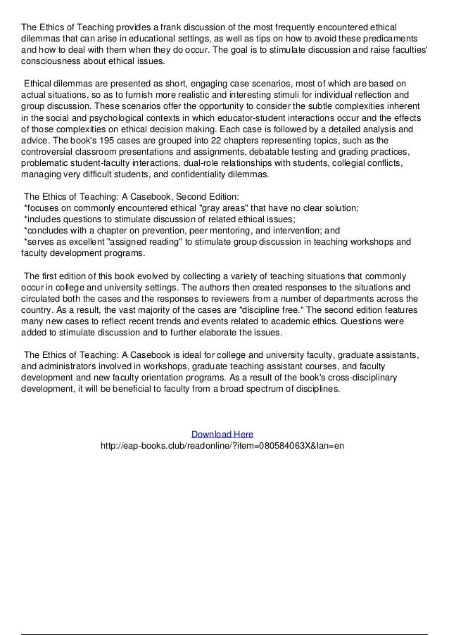The Ethics of Teaching: A Casebook